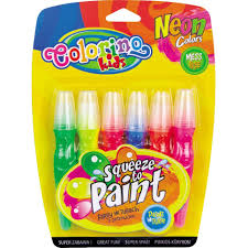 Farby w tubach z pędzelkiem neonowe Colorino Kids 6 kolorów