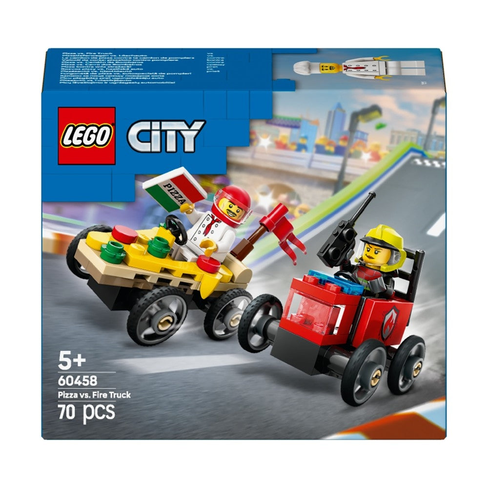 LEGO City Zestaw wyścigówek pizza kontra wóz strażacki 60458