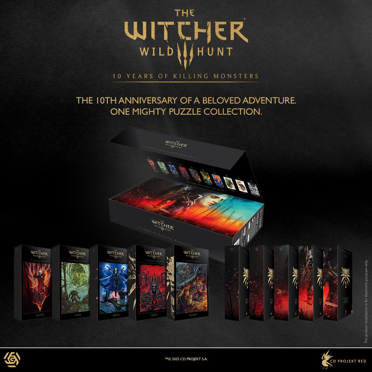 Kolekcja puzzli 10x500 The Witcher Wiedźmin 3 Wild Hunt 10th Anniversary