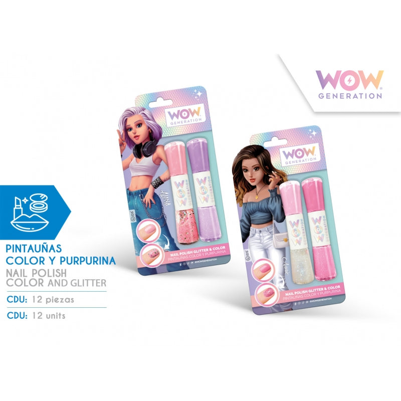 Lakier do paznokci WOW kolorowy i brokatowy mix wzorów WOW00013