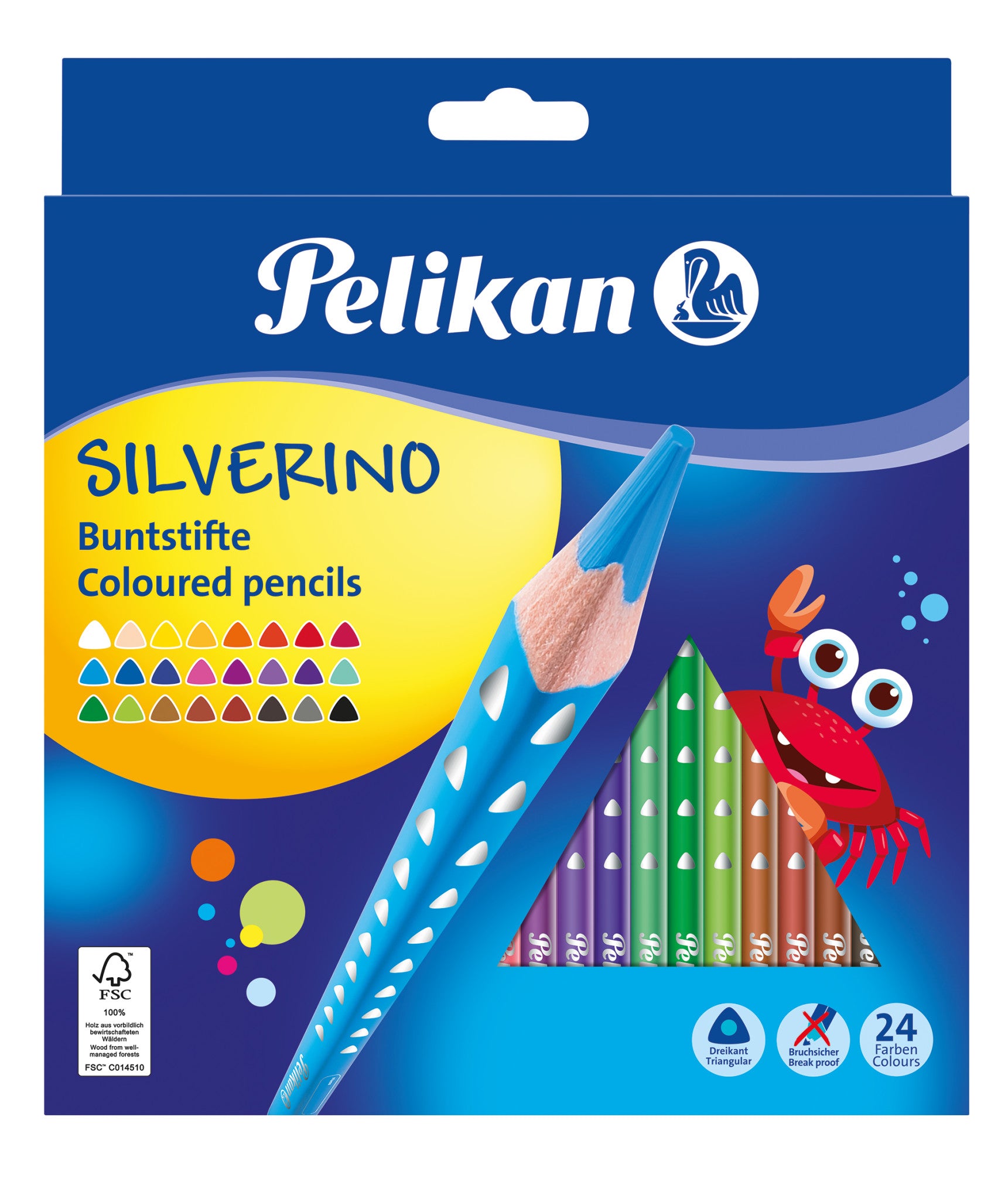 Kredki ołówkowe trójkątne silverino 24 kolory Pelikan