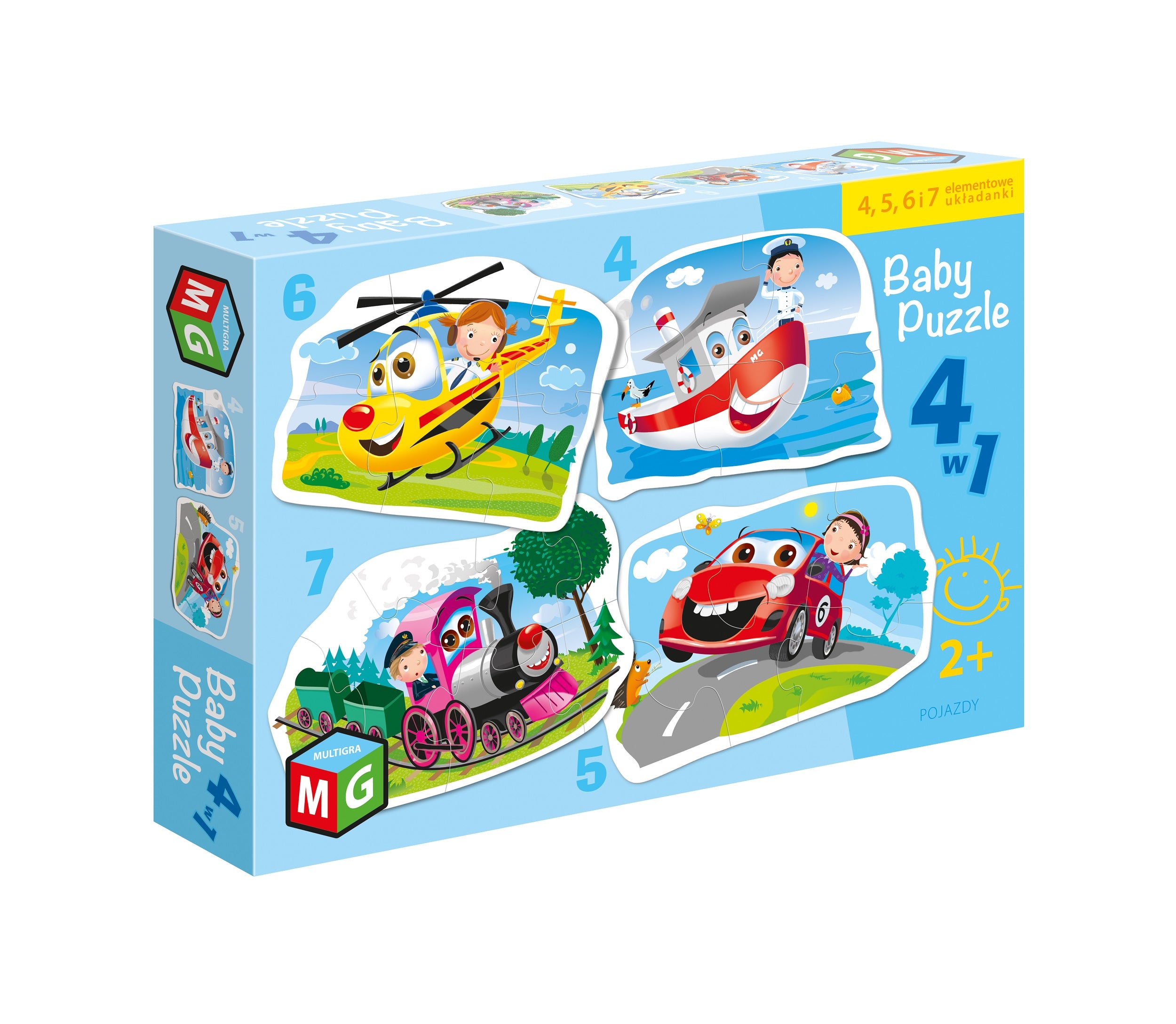 Puzzle 4w1 baby Pojazdy