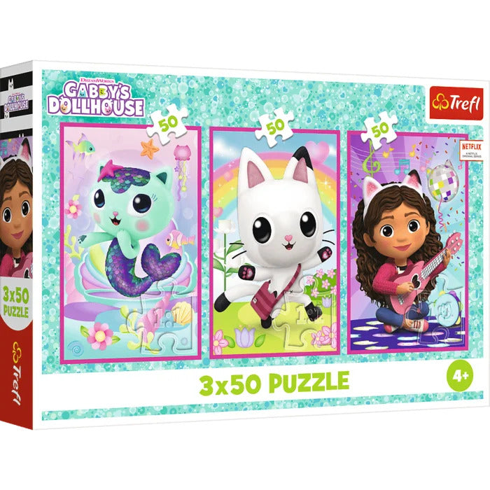 Puzzle 3x50 Poznajcie Gabby i kotki 34876