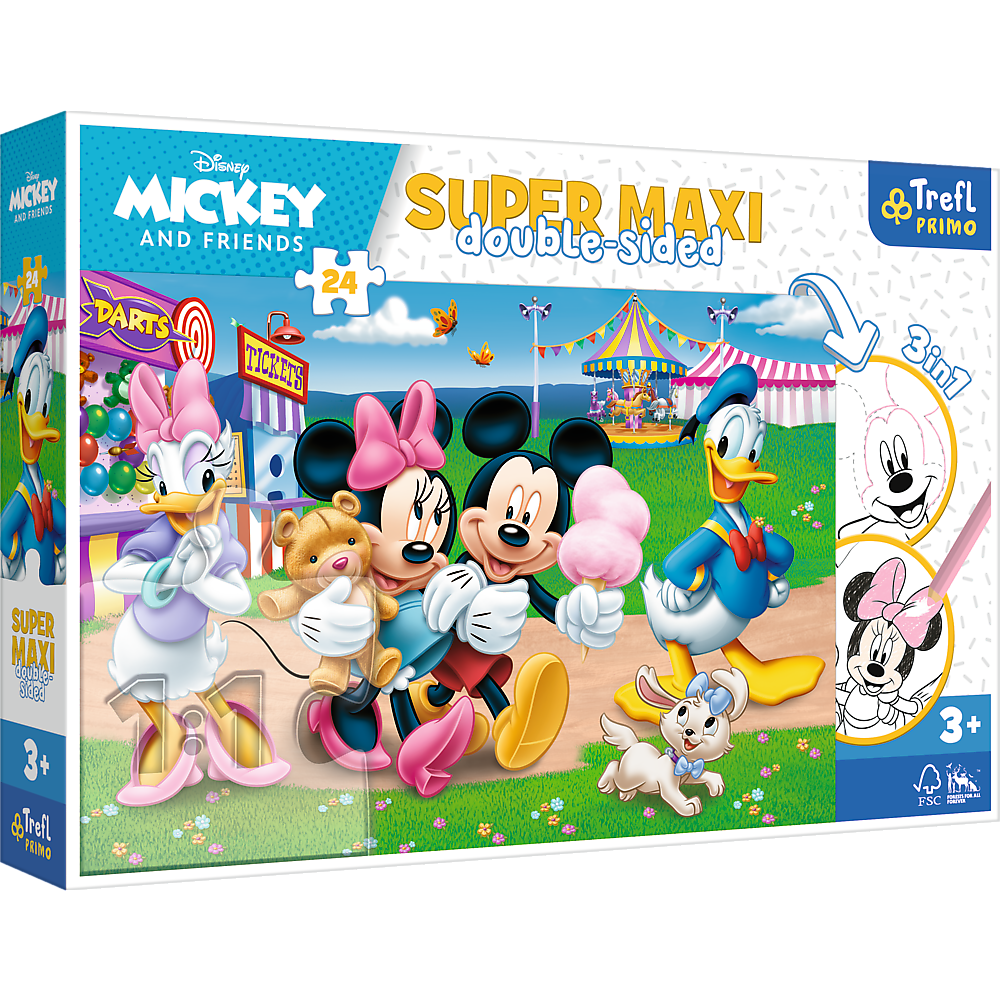 Puzzle 24 SUPER MAXI Mickey w wesołym miasteczku 41005