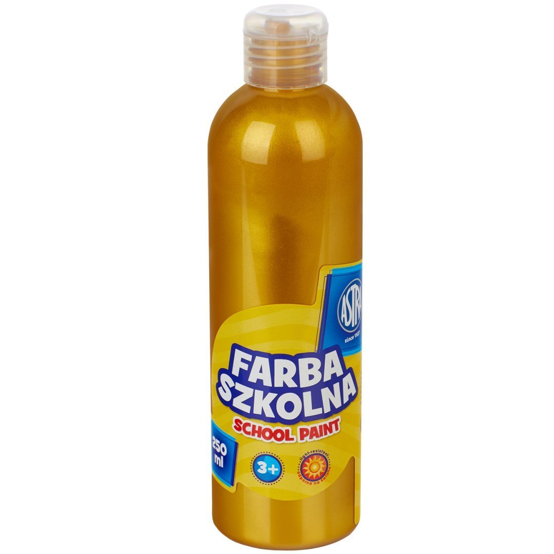 Farba szkolna naturalna tempera Astra 250 ml metaliczna złota