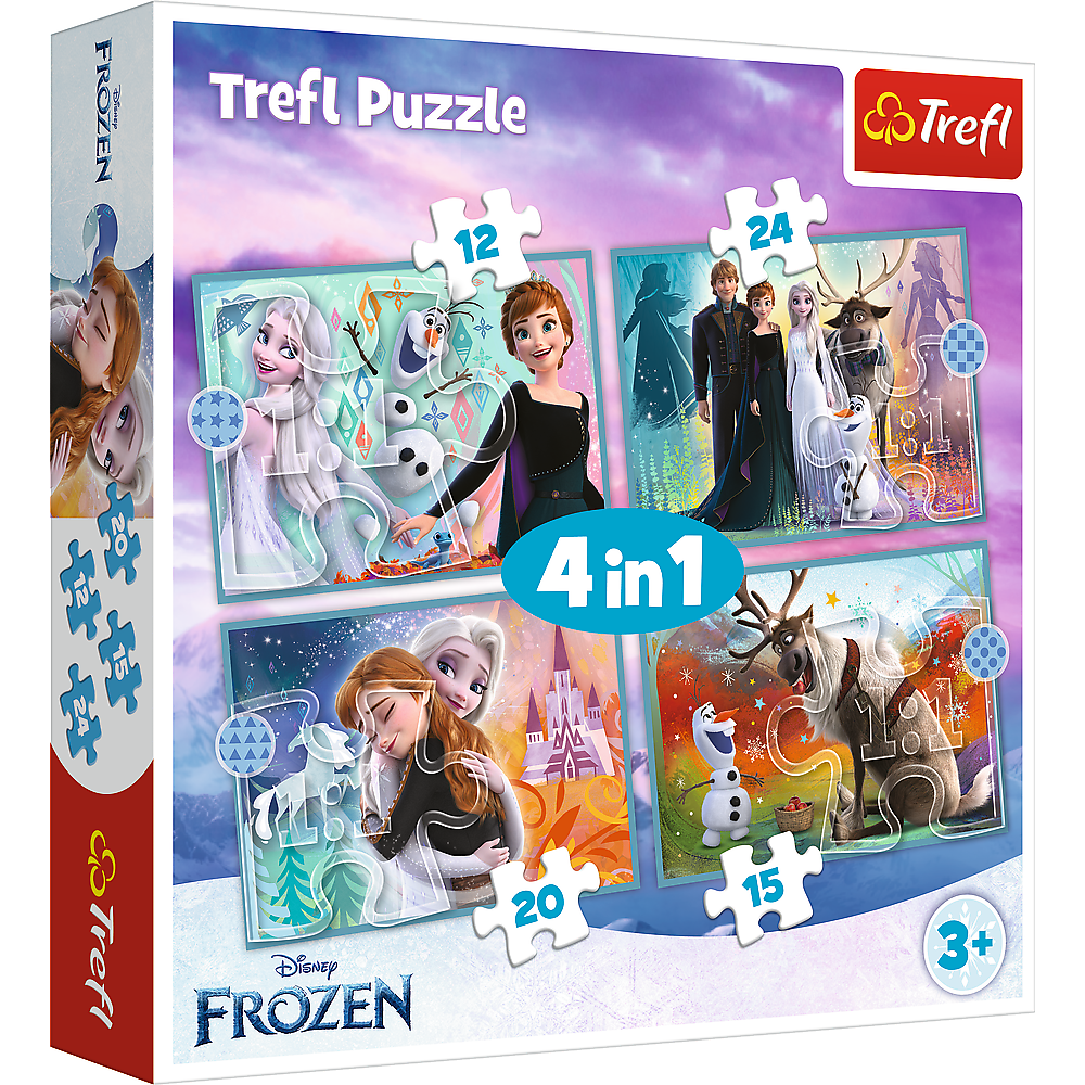 Puzzle 4w1 (12,15,20,24) Niezwykły świat Frozen 34381