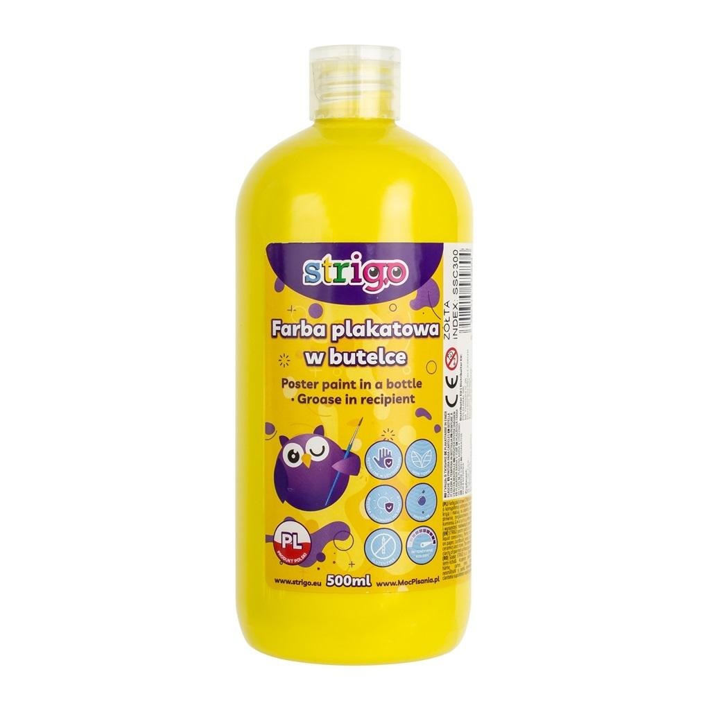 Farba plakatowa Strigo butelka 500 ml żółta