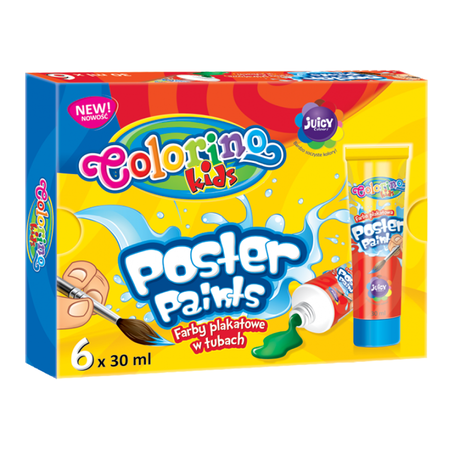 Farby plakatowe w tubach Colorino Kids 30 ml 6 kolorów