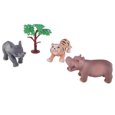Zestaw Dzikich Zwierząt Słonik Hipopotam Tygrys Drzewko Dzikie Zwierzęta