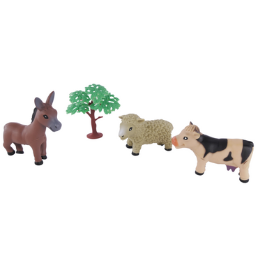 Zestaw Zwierząt Wiejskich Krówka Owieczka Osiołek Drzewo Zabawa W Farmę