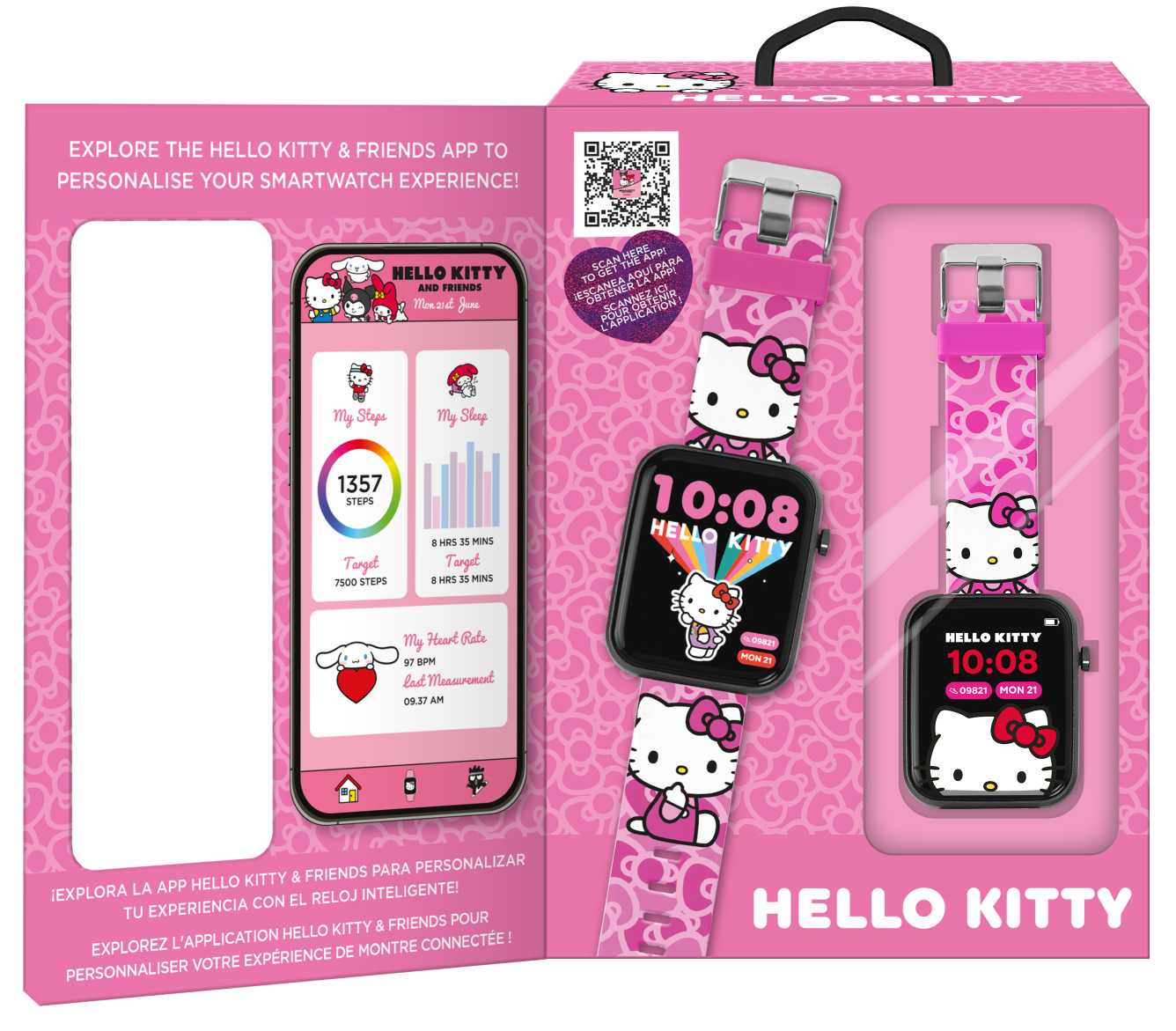 Smartwatch z Bluetooth Hello Kitty 12 funkcji i aplikacja Hello Kitty HK50264