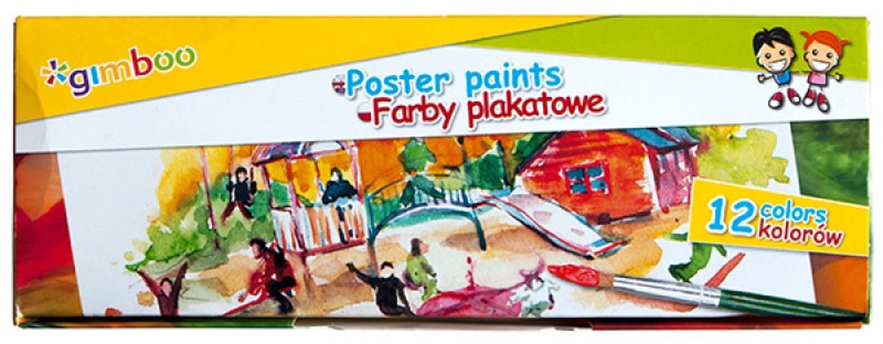 Farby plakatowe Gimboo 12 kolorów 20 ml