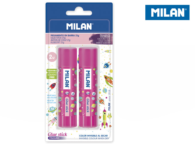 Klej w sztyfcie Milan 21g Super Heroes space 2 sztuki na blistrze różowy