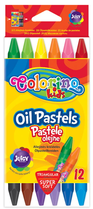 Pastele olejne Colorino Kids trójkątne 12 kolorów