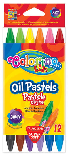 Pastele olejne Colorino Kids trójkątne 12 kolorów