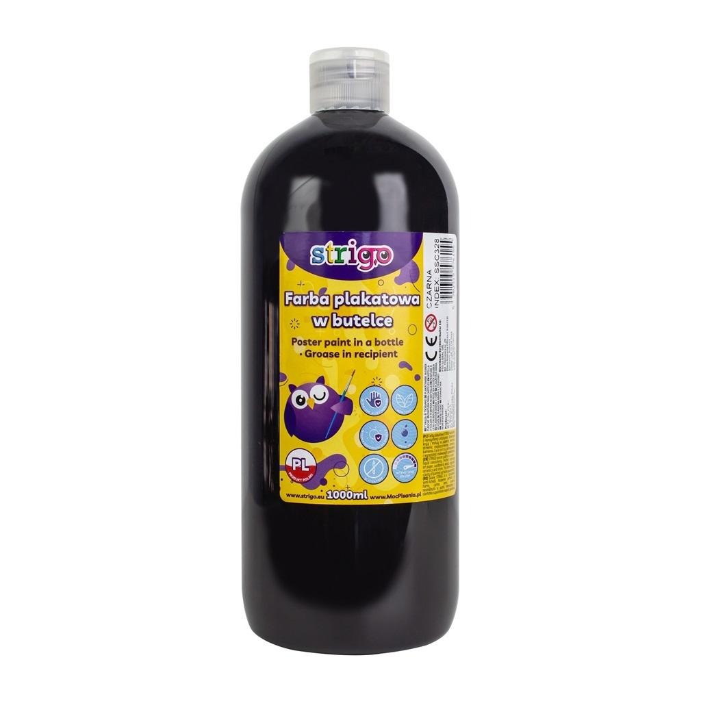 Farba plakatowa Strigo butelka 1000 ml czarna