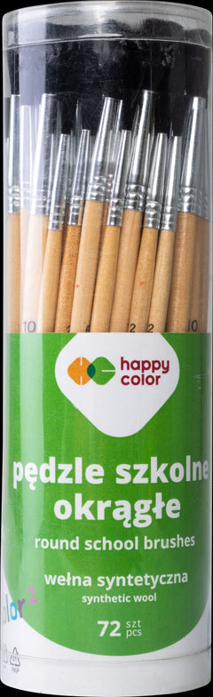 Pędzle okrągłe szkolne syntetyczne okrągłe 2/6/10 Happy Color mix 72szt.