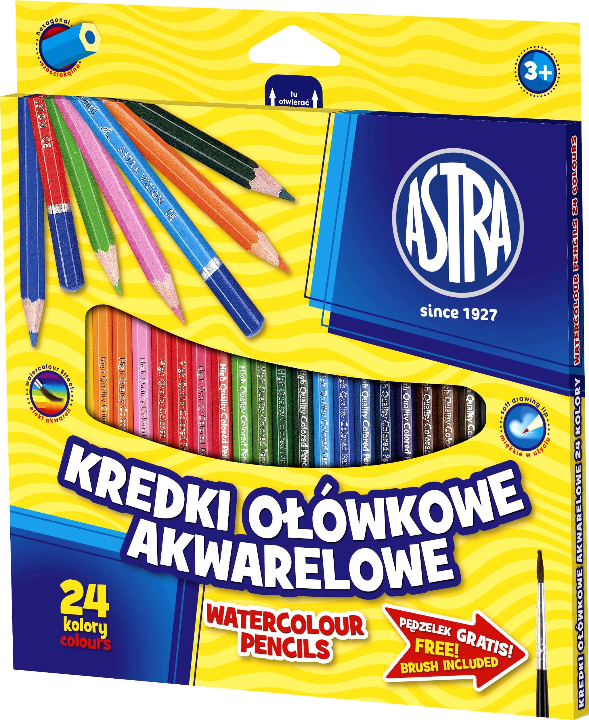 Kredki ołówkowe akwarelowe Astra 24 kolory