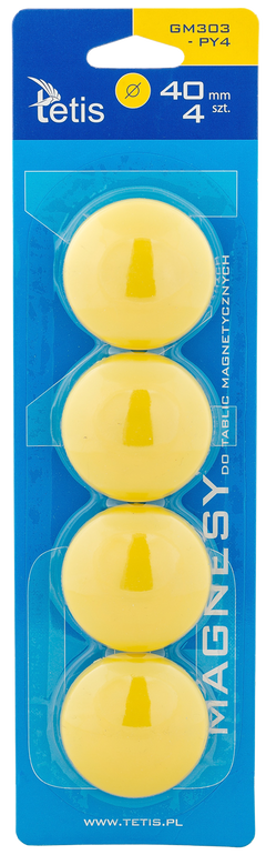 Magnesy do tablic Tetis żółte gładkie 40mm/4