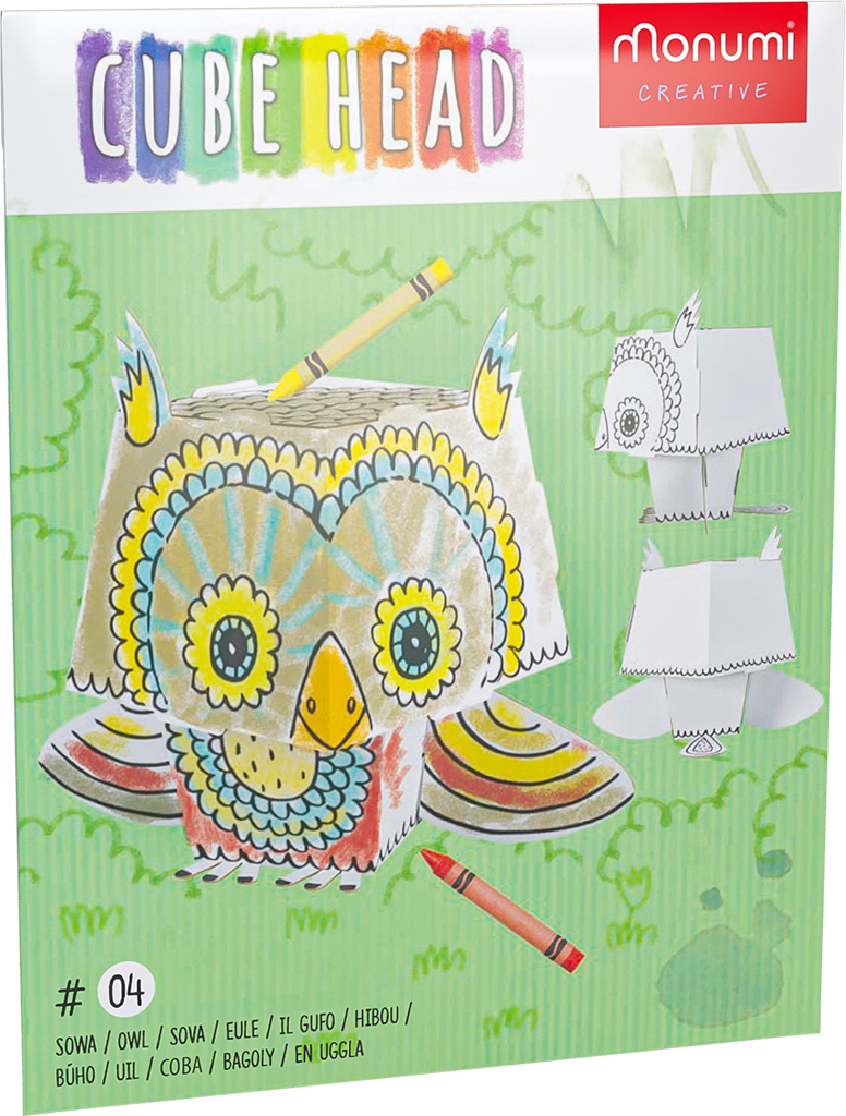 Sowa cube head złóż i pokoloruj
