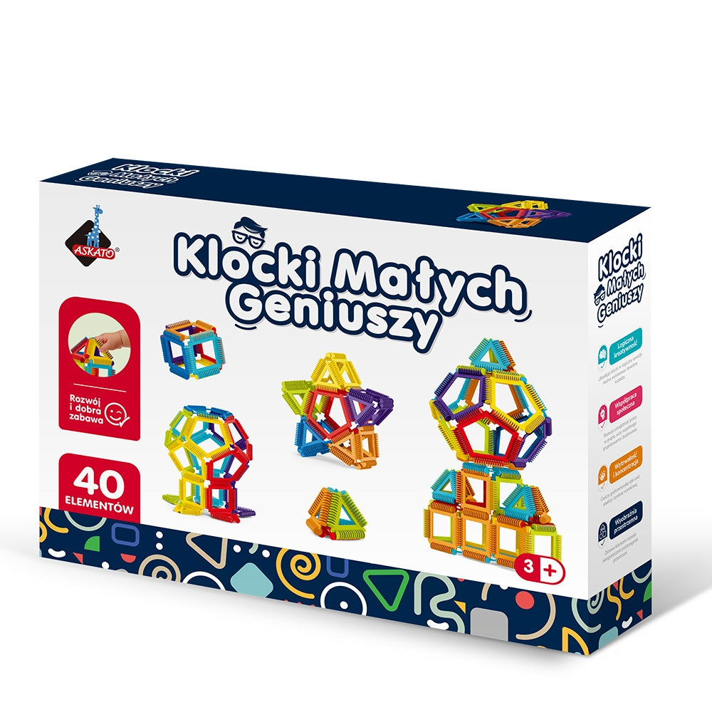 Klocki Małych Geniuszy Geometryczne Szczotki 40 elementów