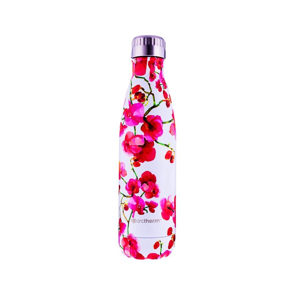 Butelka termiczna wzór biały w czerwone kwiaty 500ml