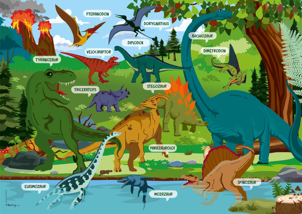 Podkładka na biurko dwustronna B3 Dinozaury