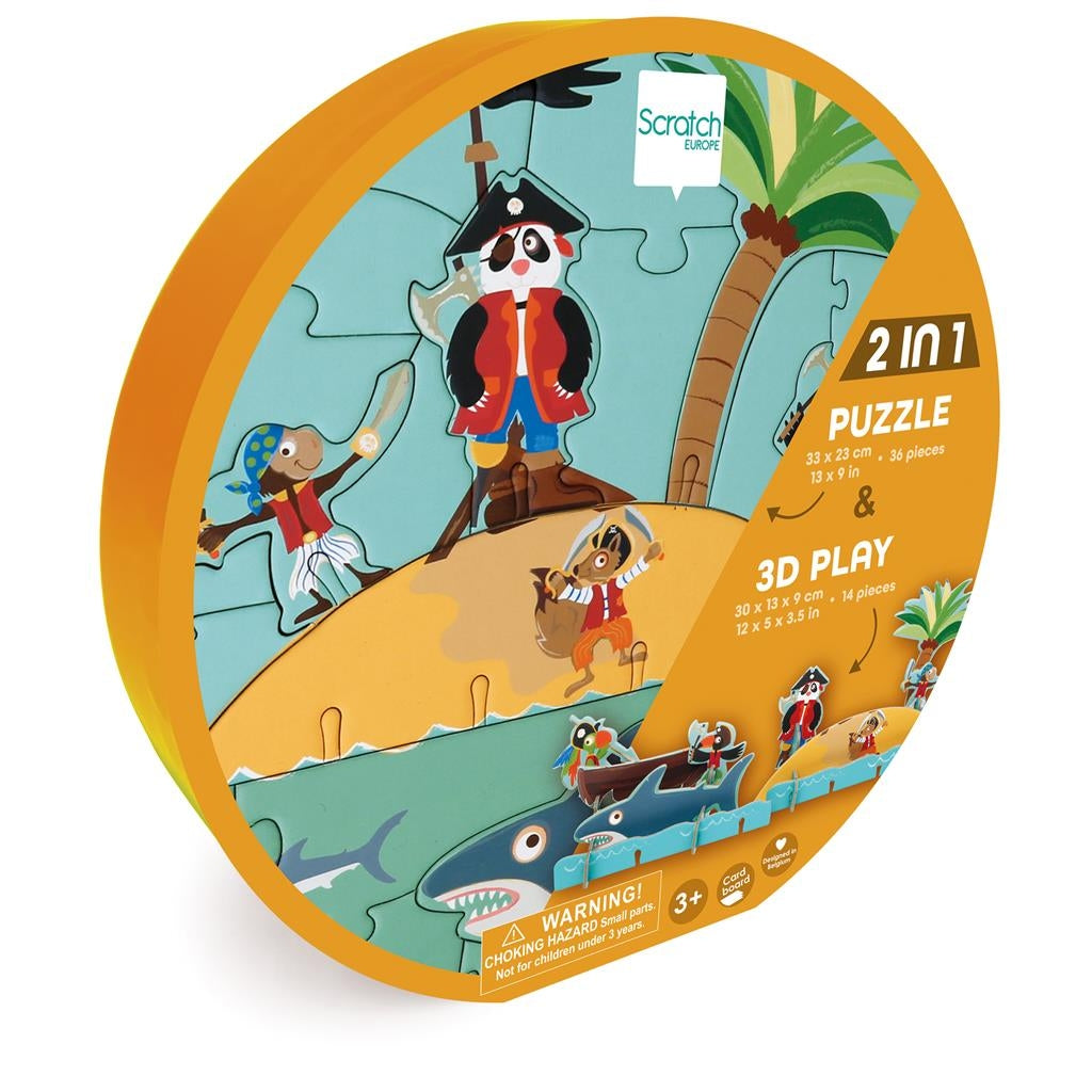 Puzzle 2w1 2D i 3D Piraci Scratch