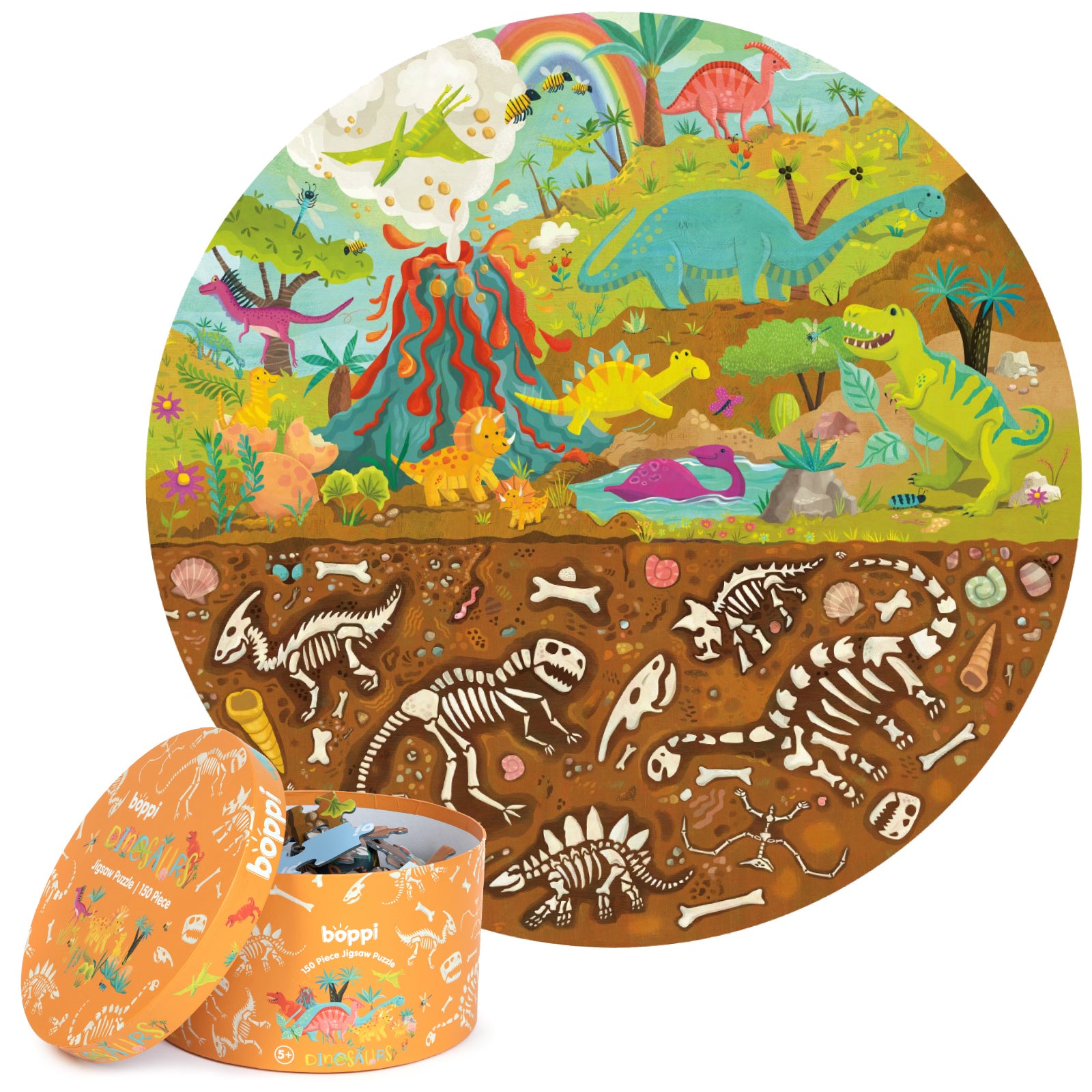 Puzzle okrągłe Dinozaury Boppi 150 elementów