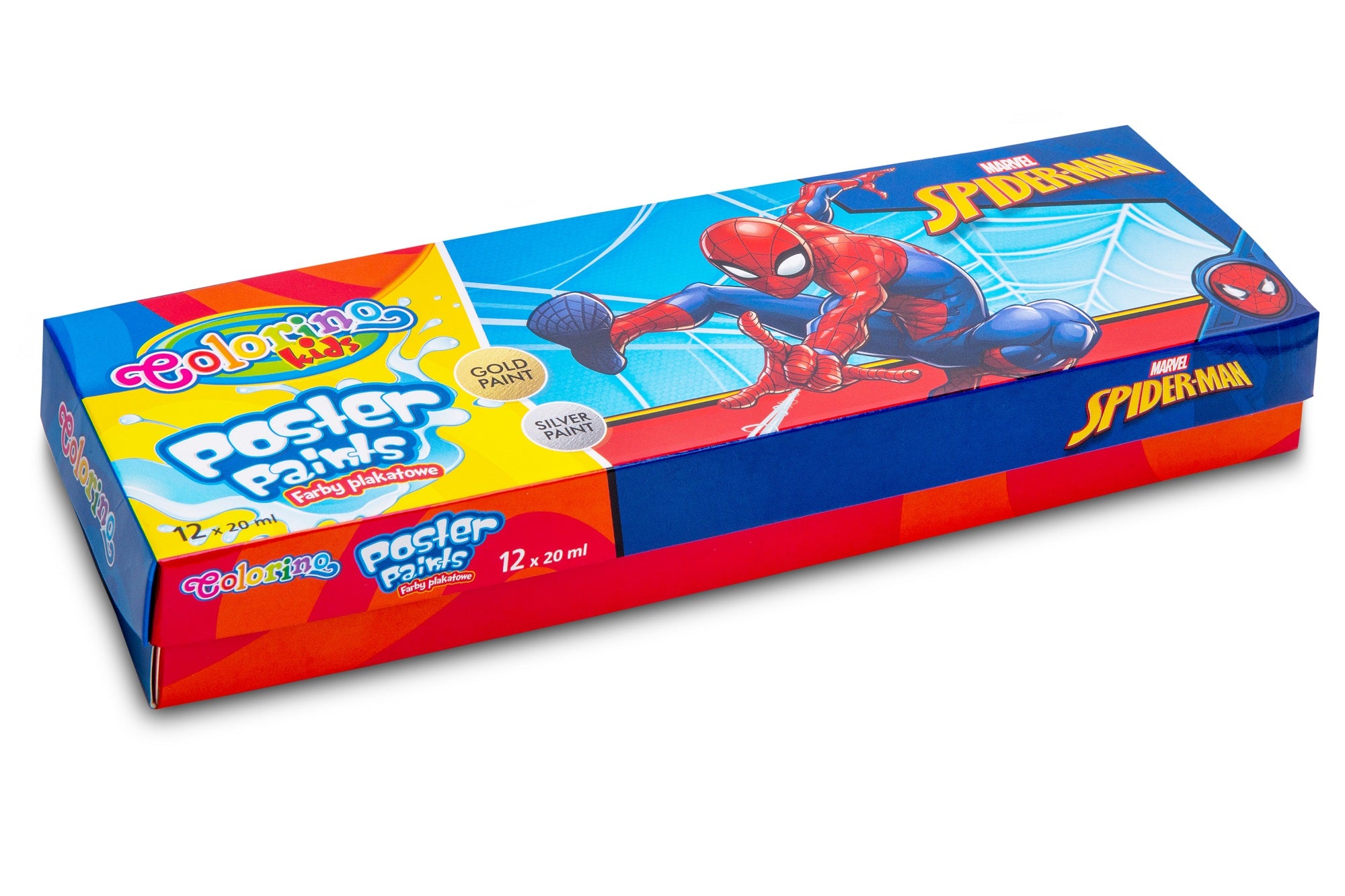 Farby plakatowe mix 20 ml Colorino Kids 12 kolorów Spiderman