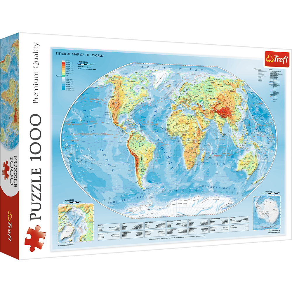 Puzzle 1000 Mapa fizyczna Świata 10463