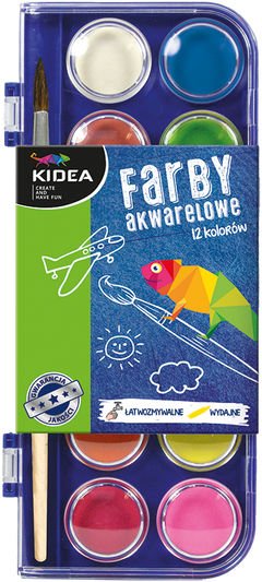 Farby akwarelowe Kidea 12 kolorów