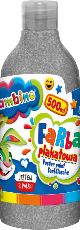 Farba plakatowa 500ml BAMBINO w butelce srebrna