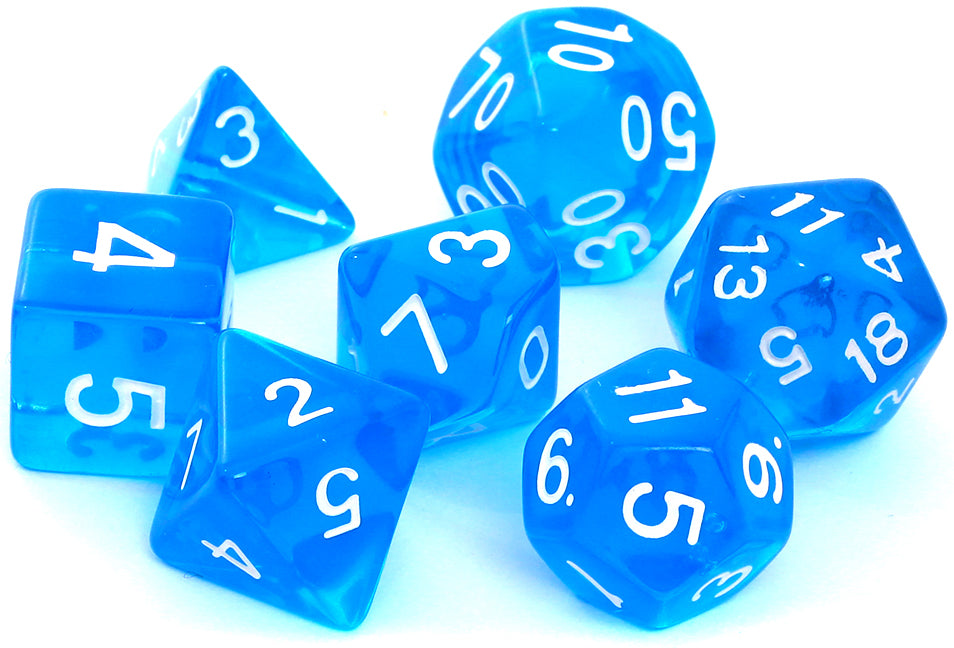 Gra komplet kości RPG kryształowe niebieskie