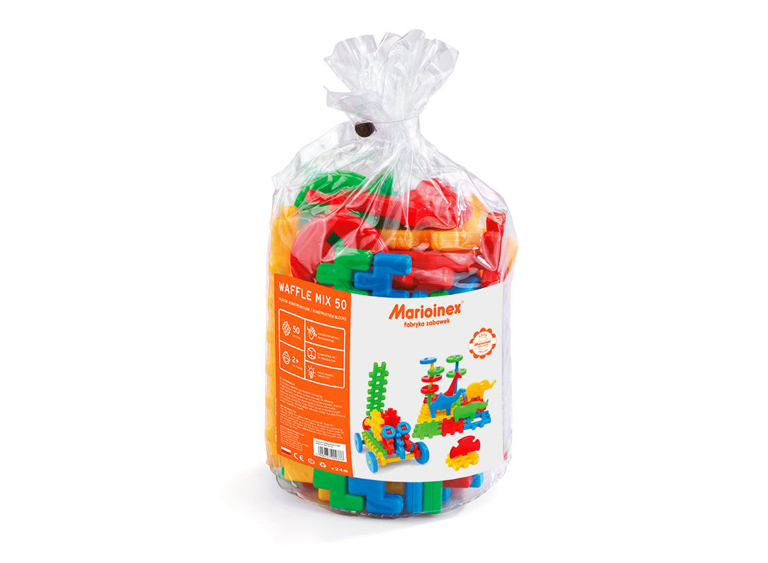 Klocki konstrukcyjne Waffle 50 elementów mix.