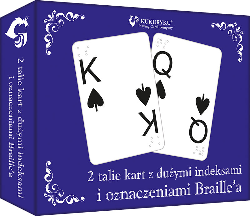 Karty do gry z dużymi indeksami i znaki Bralle'a