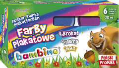 Farby plakatowe Bambino 6 kolorów 20ml brokat