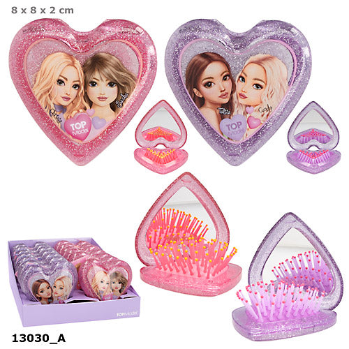 Szczotka do włosów serce z lusterkiem Top Model 13030A 1szt.mix