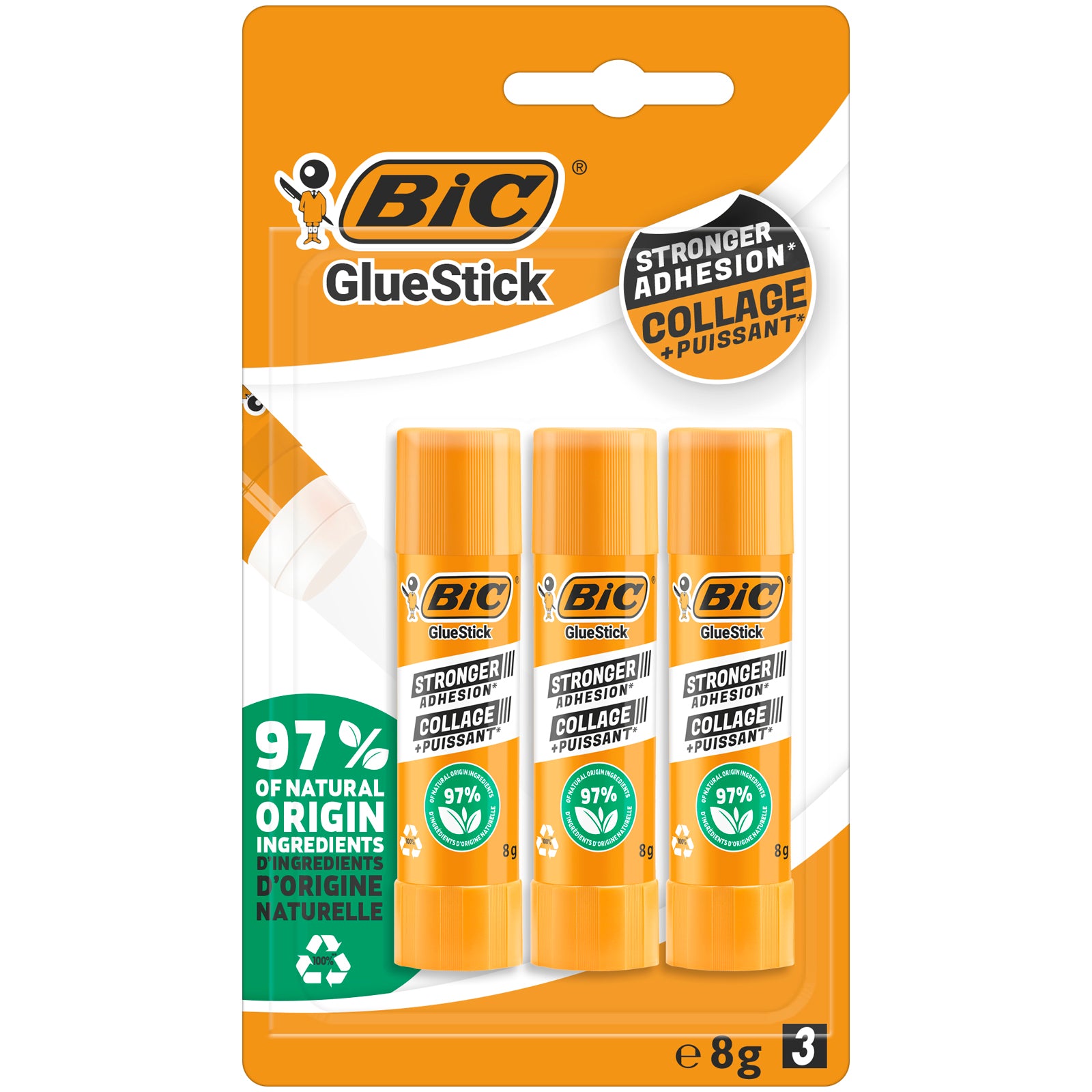 Klej w sztyfcie BIC Ecolutions Glue Stick 8g blister 3 sztuki