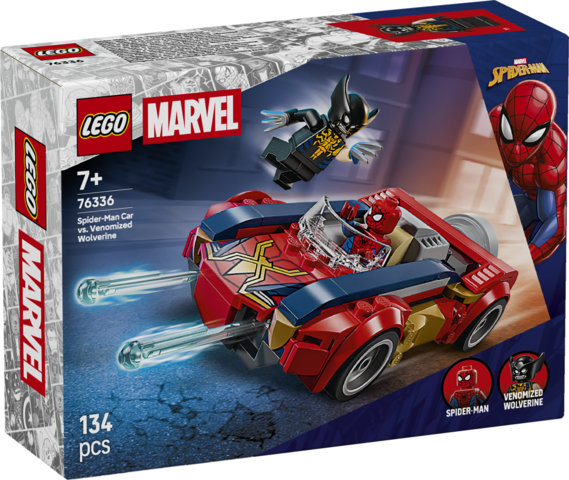 LEGO Super Heroes Spider-Man w samochodzie kontra zvenomowany Wolverine 76336