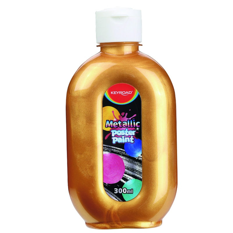 Farba plakatowa 300ml KEYROAD metaliczna złota