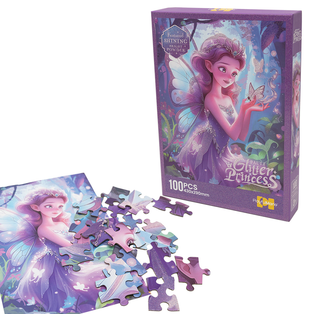 Puzzle 100 Księżniczka z motylkiem brokatowe