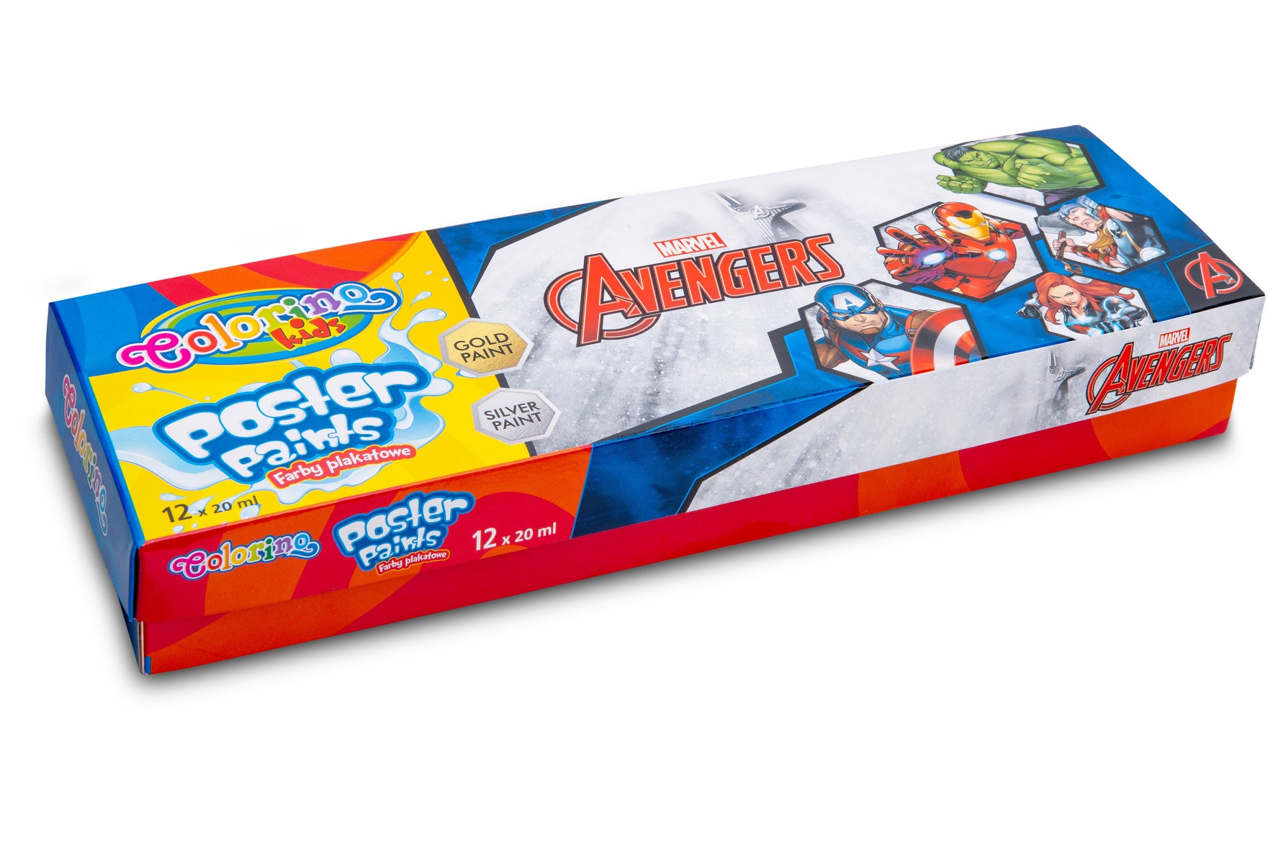 Farby plakatowe mix 20 ml Colorino Kids 12 kolorów Avengers
