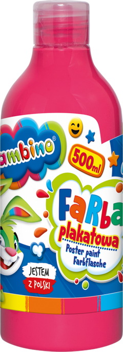 Farba plakatowa 500ml BAMBINO w butelce różowa