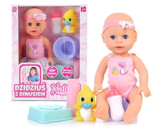 Lalka Natalia dzidziuś z dinusiem 33 cm