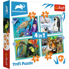 Puzzle 4w1 (12,15,20,24) Tajemniczy świat zwierząt 34382