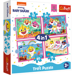 Puzzle 4w1 (12,15,20,24) Rodzina Rekinów Baby Shark 34378