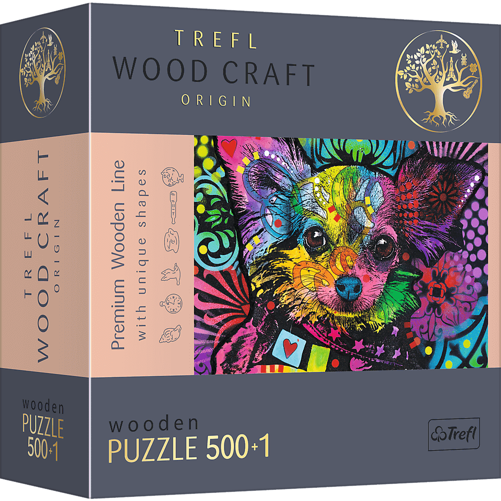Puzzle 500+1 drewniane Kolorowy szczeniak 20160