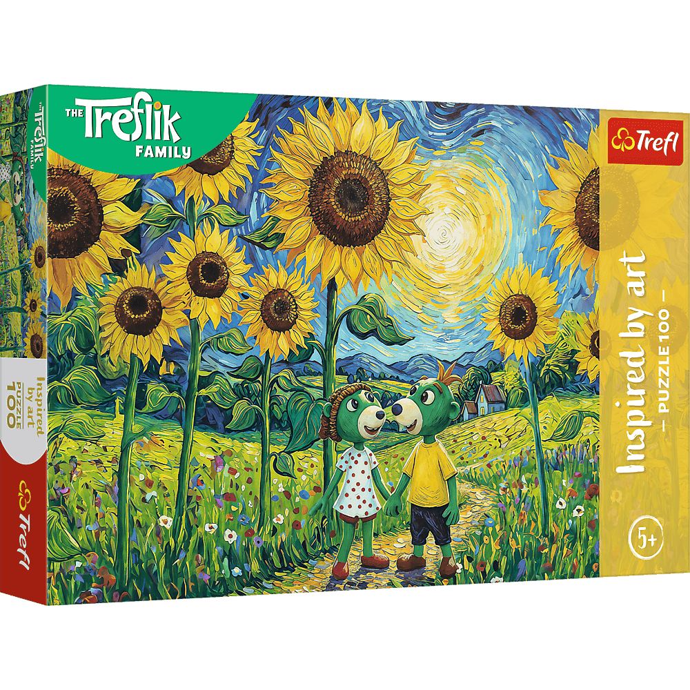 Puzzle 100 Rodzina Treflików Spacer wśród słoneczników 16560