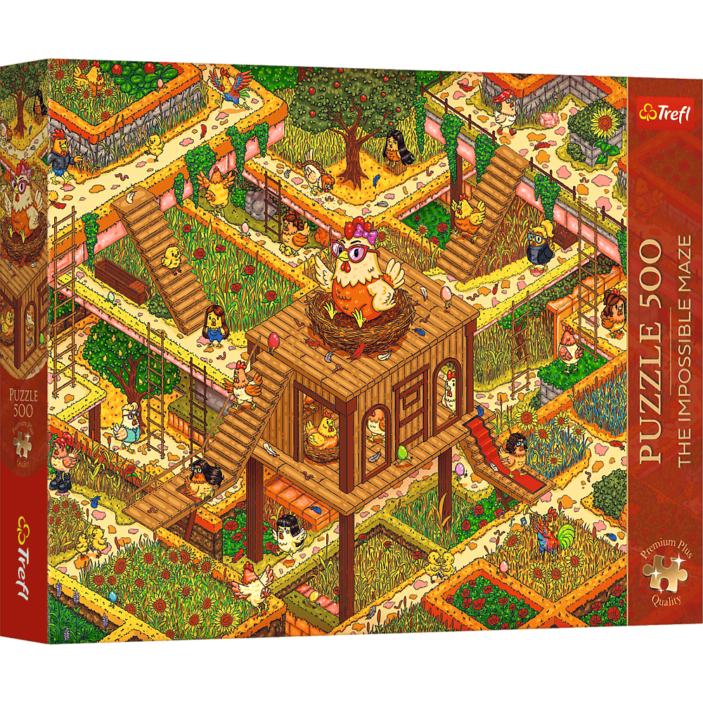 Puzzle 500 Trefl Premium Plus The Impossible Maze Śmieszne kurczaki 37629